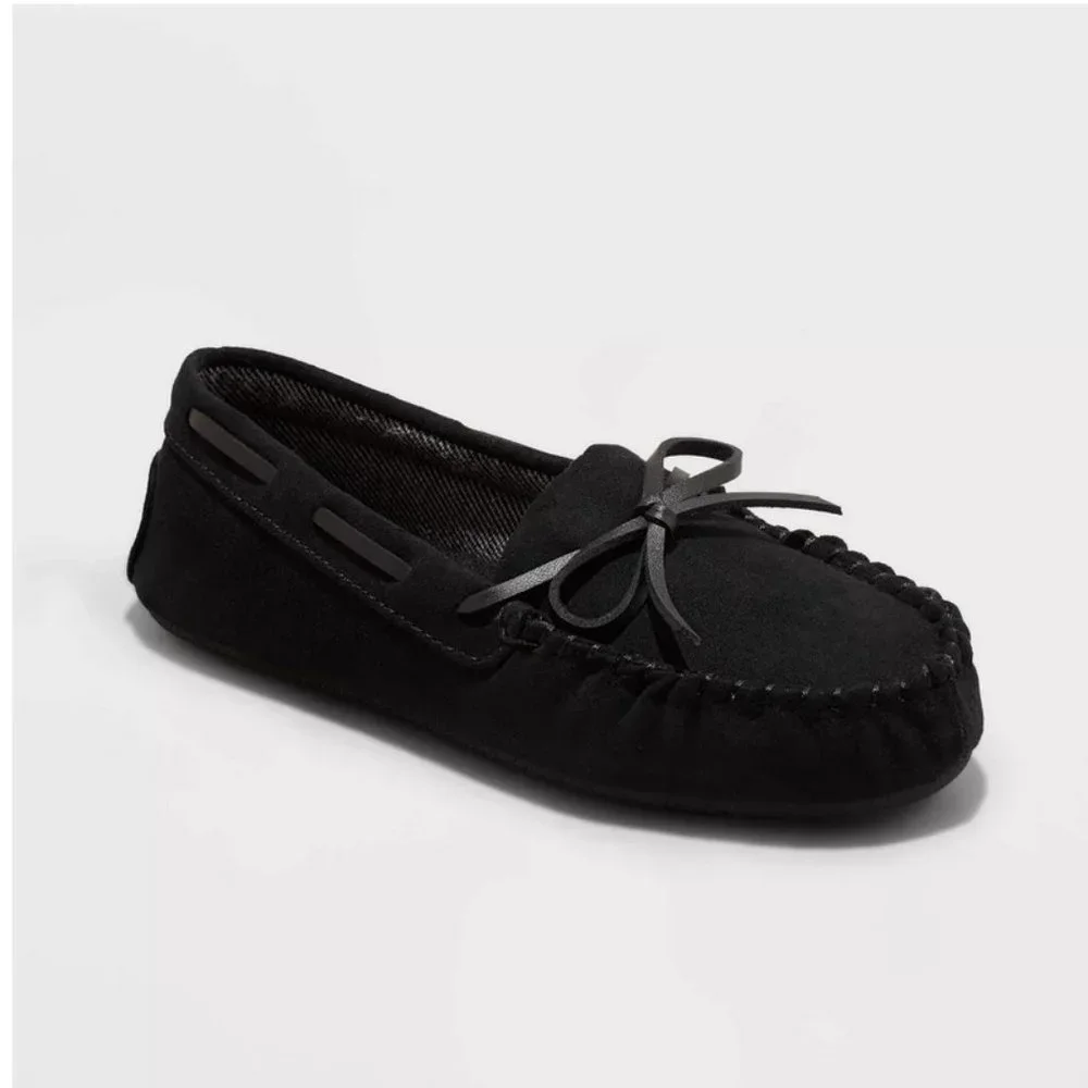 Boys' Lionel Moccasin Slippers Black - Cat & Jack™